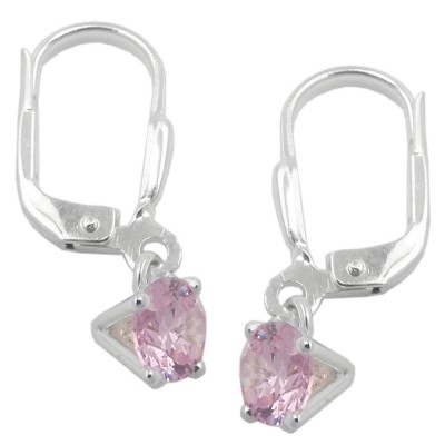 Ohrhänger Ohrringe Brisur Konusform Zirkonia pink 925 Sterlingsilber