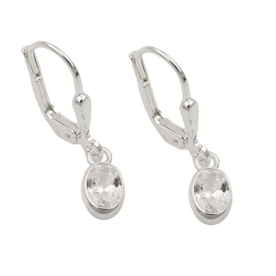 Ohrhänger Ohrringe Brisur ovaler Zirkonia weiß 925 Sterlingsilber