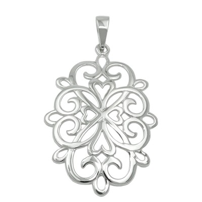 Anhänger filigrane Blume glänzend rhodiniert 925 Sterlingsilber
