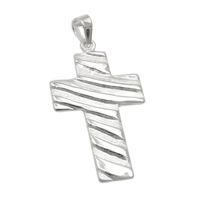 Anhänger Kreuz Wellenmuster matt-glänzend 925 Sterlingsilber