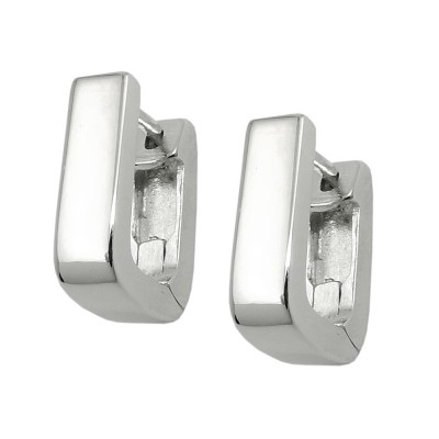 Creolen Klappscharnier Viereck glänzend rhodiniert 925 Sterlingsilber