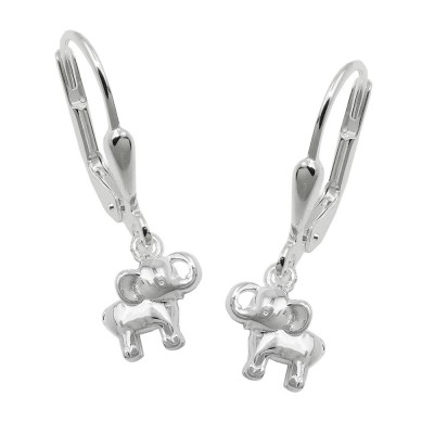 Ohrringe Hänger Brisur kleiner Elefant glänzend 925 Silber