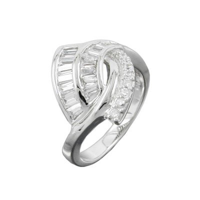 Ring mit vielen Zirkonias glänzend rhodiniert 925 Silber Größe 56