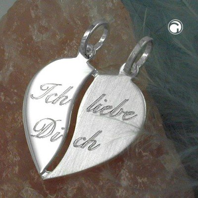 Anhänger Herz mit 2 Ösen 925 Sterlingsilber