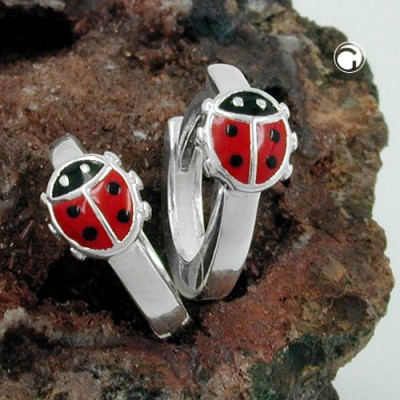 Creolen Ohrringe 10mm Marienkäfer 925 Sterlingsilber