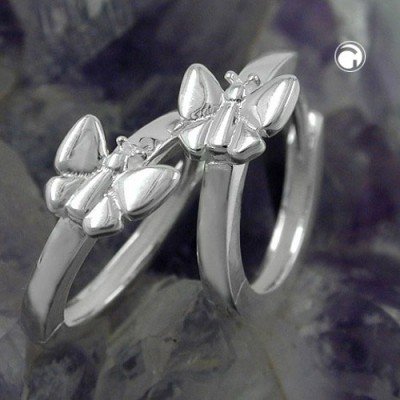 Creolen Ohrringe 14mm Schmetterling 925 Sterlingsilber