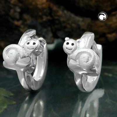 Creolen Ohrringe 10mm mit Schnecke 925 Sterlingsilber