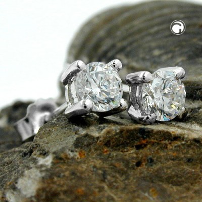 Ohrstecker 4mm Zirkonia weiß 925 Sterlingsilber