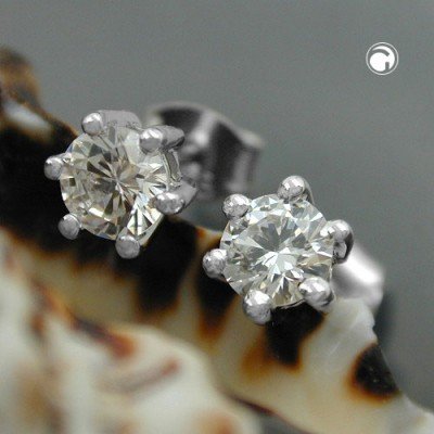 Ohrstecker 5mm Zirkonia weiß 925 Sterlingsilber