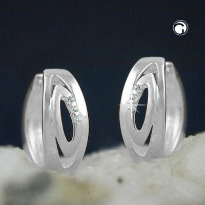 Creolen Ohrringe Zirkonia matt-glänzend 925 Sterlingsilber