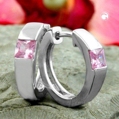 Creolen Ohrringe Zirkonia rosa-pink 925 Sterlingsilber