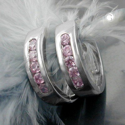 Creolen Ohrringe Zirkonia pink 925 Sterlingsilber