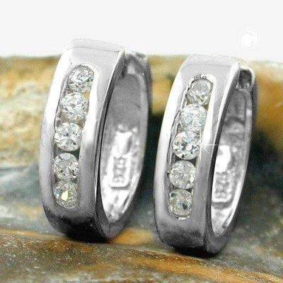Creolen Ohrringe Zirkonia weiss 925 Sterlingsilber