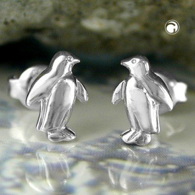 Ohrstecker Pinguin rhodiniert 925 Sterlingsilber