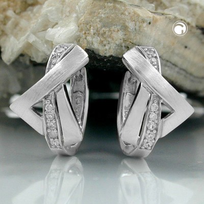Creolen Ohrringe Zirkonia rhodiniert 925 Sterlingsilber