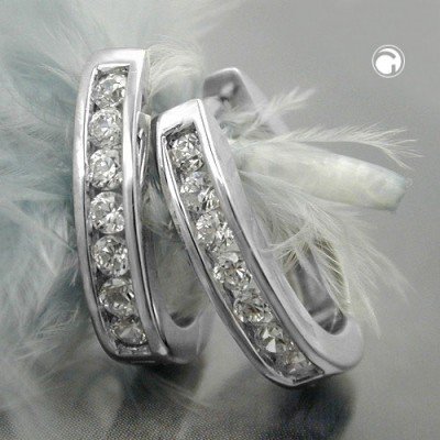 Creolen Ohrringe Zirkonia rhodiniert 925 Sterlingsilber