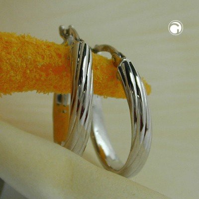 Creolen Ohrringe oval rhodiniert 925 Sterlingsilber