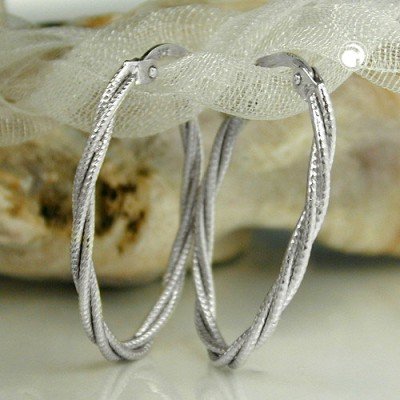 Creolen Ohrringe oval rhodiniert 925 Sterlingsilber