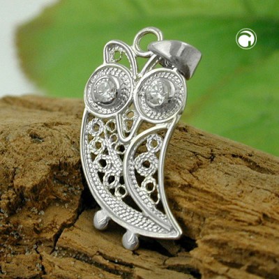 Anhänger Eule rhodiniert 925 Sterlingsilber