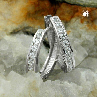 Creolen Ohrringe mit vielen Zirkonias 925 Sterlingsilber