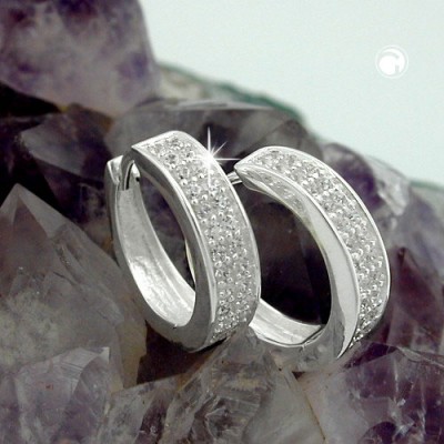 Creolen Ohrringe mit vielen Zirkonias 925 Sterlingsilber