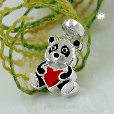 Anhänger Bär farbig lackiert 925 Sterlingsilber