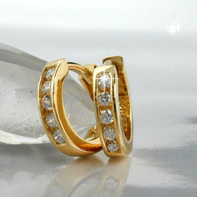 Creolen Ohrringe vergoldet Zirkonia 925 Sterlingsilber