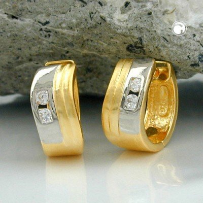 Creolen Ohrringe vergoldet Zirkonia 925 Sterlingsilber