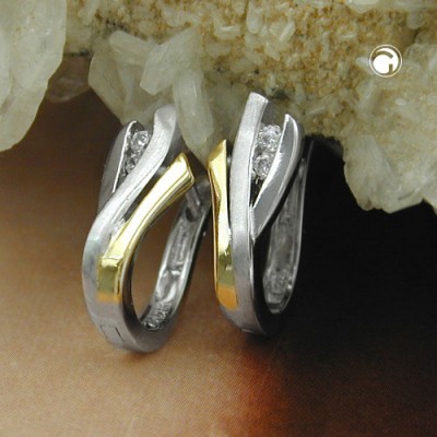 Creolen Ohrringe bicolor Zirkonia 925 Sterlingsilber