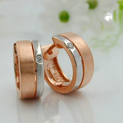 Creolen Ohrringe rotvergoldet Zirkonia 925 Sterlingsilber