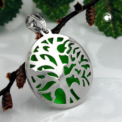 Anhänger Lebensbaum grünton 925 Sterlingsilber
