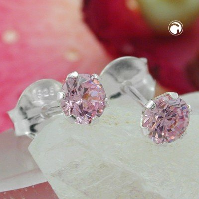 Ohrstecker Zirkonia pink 925 Sterlingsilber