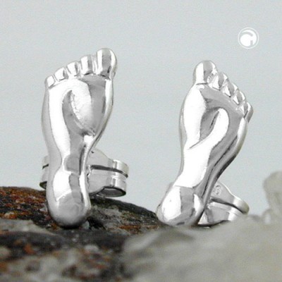 Ohrstecker Füße glänzend 925 Sterlingsilber