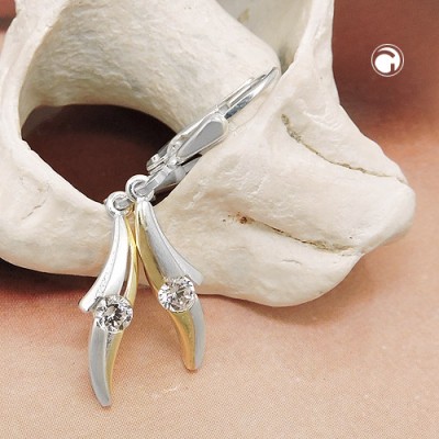 Ohrring bicolor Zirkonia 925 Sterlingsilber
