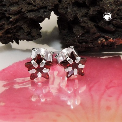 Ohrstecker Zirkonia granatrot 925 Sterlingsilber