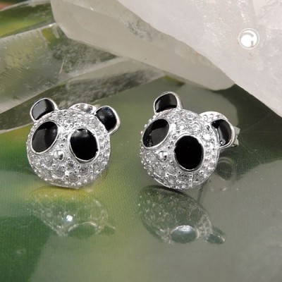 Ohrstecker Pandakopf Zirkonia 925 Sterlingsilber