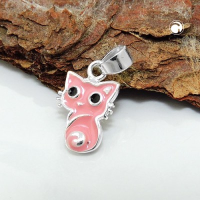 Anhänger rosa Katze 925 Sterlingsilber