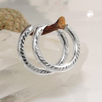 Creolen Ohrringe 15x2mm diamantiert 925 Sterlingsilber
