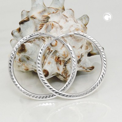 Creolen Ohrringe 25x2mm diamantiert 925 Sterlingsilber