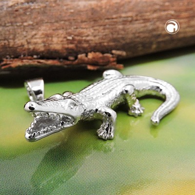Anhänger Krokodil glänzend 925 Sterlingsilber