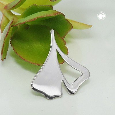 Anhänger 20x19mm Ginkgoblatt glänzend rhodiniert 925 Sterlingsilber