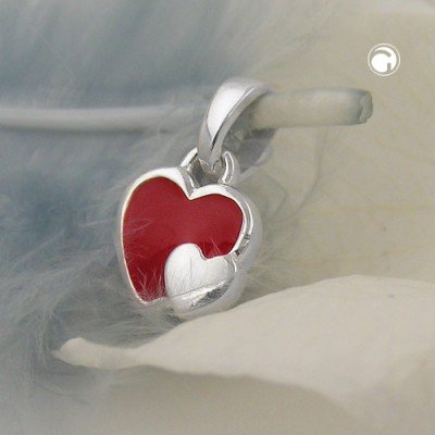 Anhänger Herzen rot-silber 925 Sterlingsilber