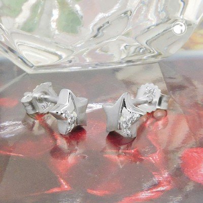 Ohrstecker Stern mit Zirkonia teilmatt 925 Sterlingsilber