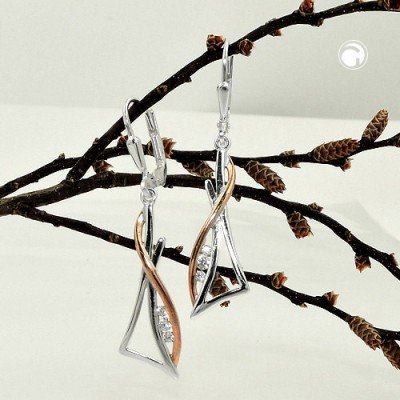 Ohrring bicolor rosevergoldet Zirkonias 925 Sterlingsilber