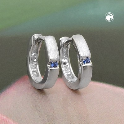 Creolen Ohrringe kleiner Zirkonia blau 925 Sterlingsilber