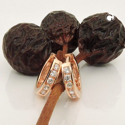 Creolen Ohrringe rotvergoldet Zirkonia 925 Sterlingsilber