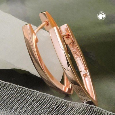 Creolen Ohrringe spitzoval rotvergoldet 925 Sterlingsilber