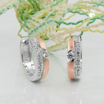 Creolen Ohrringe rotvergoldet Zirkonia 925 Sterlingsilber