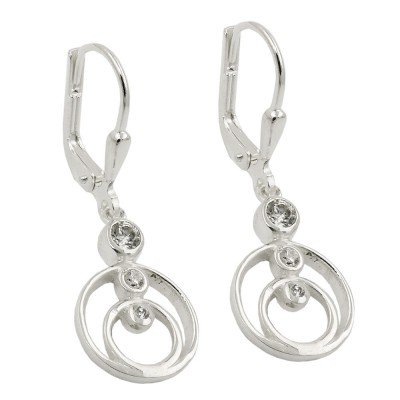 Ohrhänger Ohrringe Brisur je 2 Ringe mit 3 Zirkonias 925 Sterlingsilber