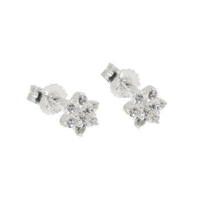 Stecker Blume mit Zirkonias 925 Sterlingsilber